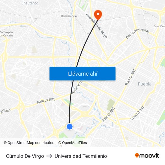 Cúmulo De Virgo to Universidad Tecmilenio map