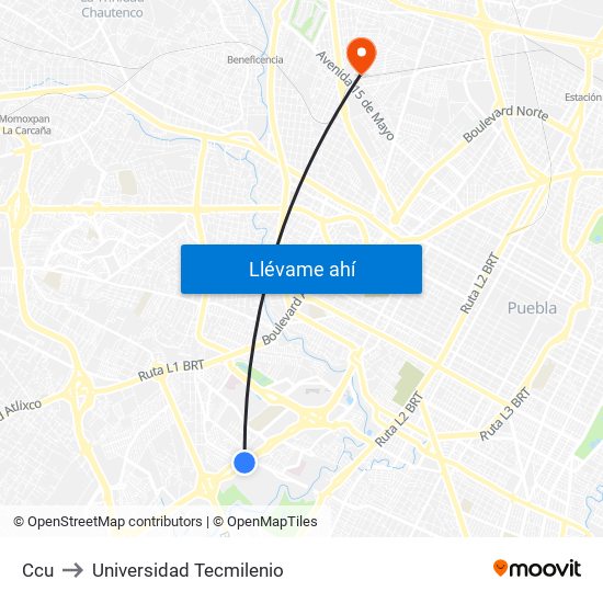 Ccu to Universidad Tecmilenio map