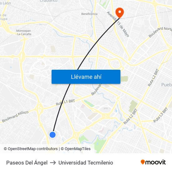 Paseos Del Ángel to Universidad Tecmilenio map