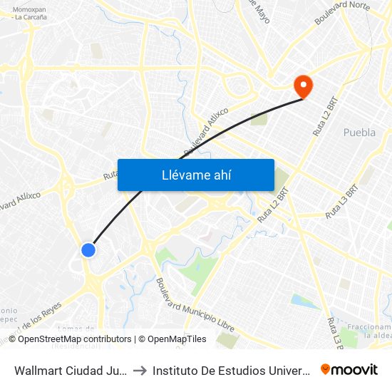 Wallmart Ciudad Judicial to Instituto De Estudios Universitarios map