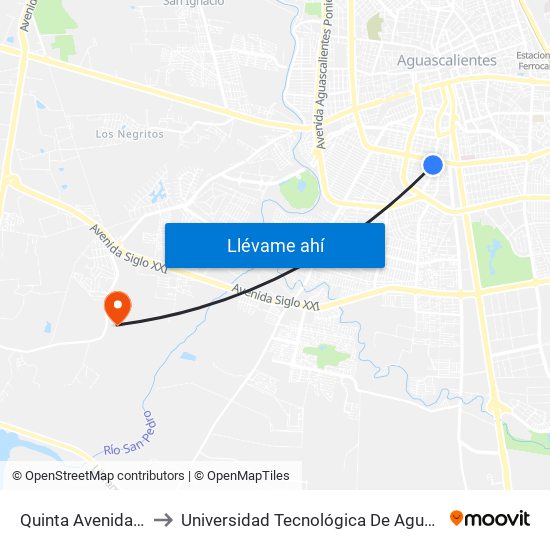 Quinta Avenida, 602a to Universidad Tecnológica De Aguascalientes map
