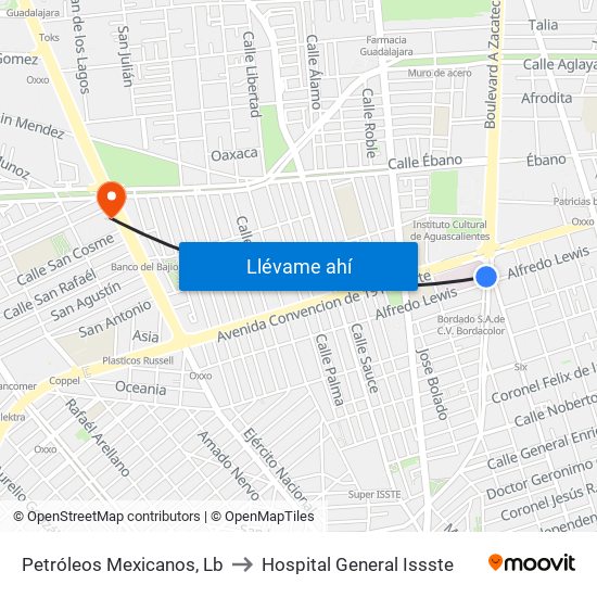 Petróleos Mexicanos, Lb to Hospital General Issste map