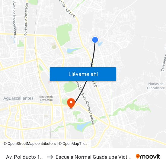 Av. Poliducto 112 to Escuela Normal Guadalupe Victoria map