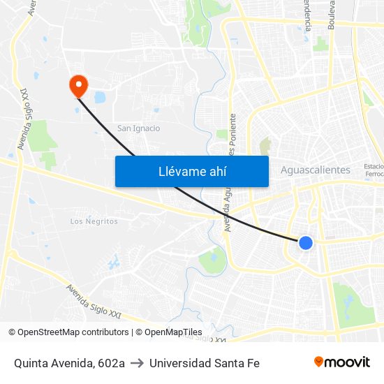 Quinta Avenida, 602a to Universidad Santa Fe map