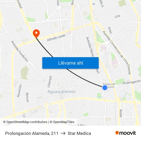 Prolongación Alameda, 211 to Star Medica map