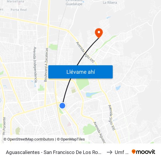 Aguascalientes - San Francisco De Los Romo, 117 to Umf 12 map