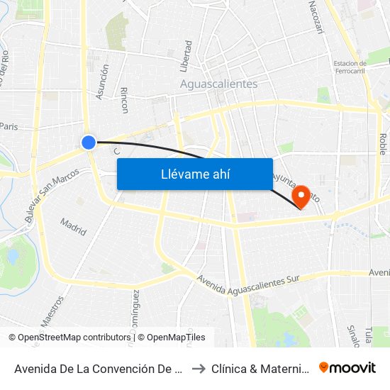 Avenida De La Convención De 1914 Poniente, 103-C to Clínica & Maternidad Asunción map