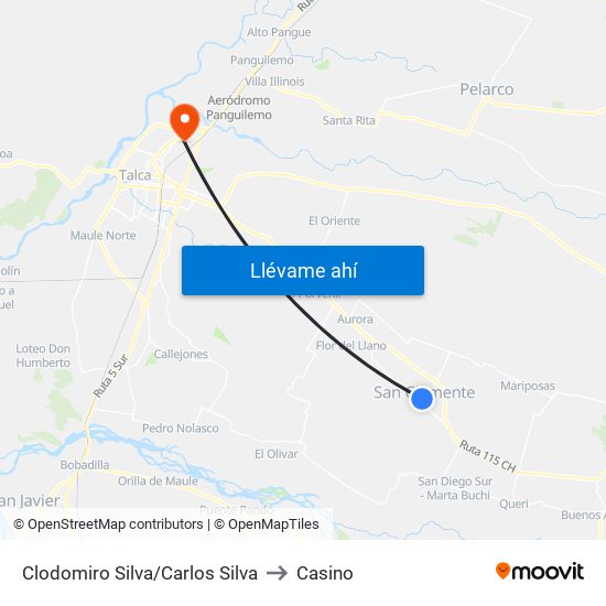 Clodomiro Silva/Carlos Silva to Casino map