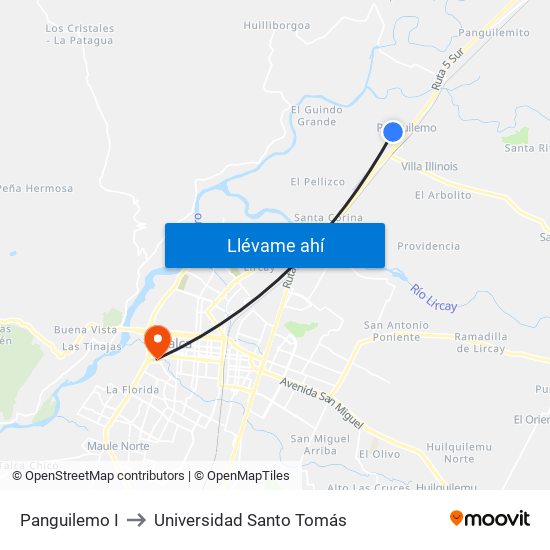 Panguilemo I to Universidad Santo Tomás map