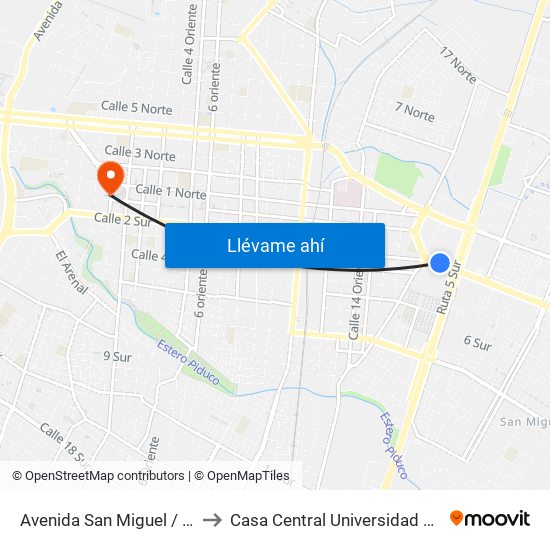 Avenida San Miguel / Inacap to Casa Central Universidad De Talca map