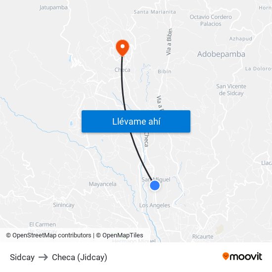 Sidcay to Checa (Jidcay) map