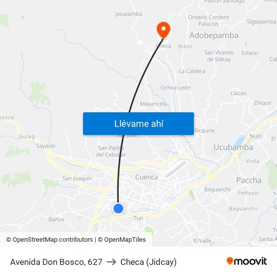 Avenida Don Bosco, 627 to Checa (Jidcay) map