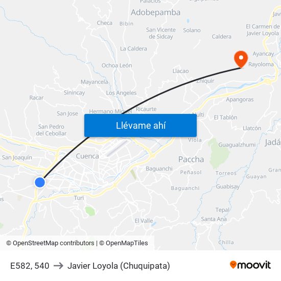 E582, 540 to Javier Loyola (Chuquipata) map