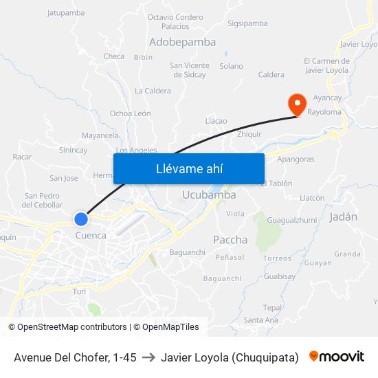 Avenue Del Chofer, 1-45 to Javier Loyola (Chuquipata) map