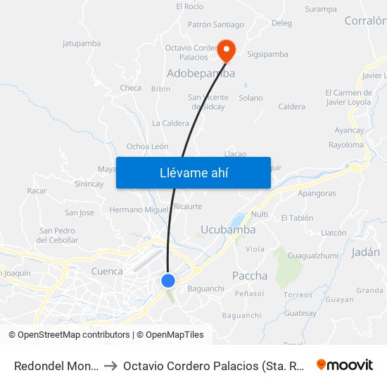 Redondel Monay to Octavio Cordero Palacios (Sta. Rosa) map