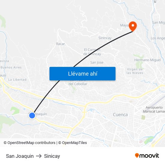 San Joaquin to Sinicay map