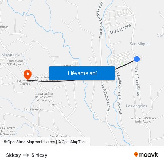 Sidcay to Sinicay map