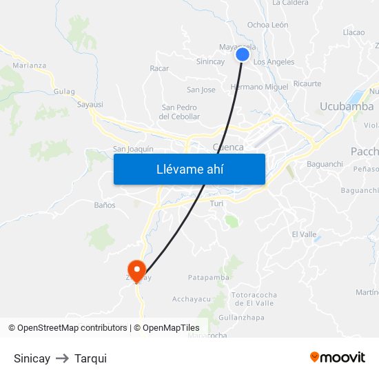 Sinicay to Tarqui map