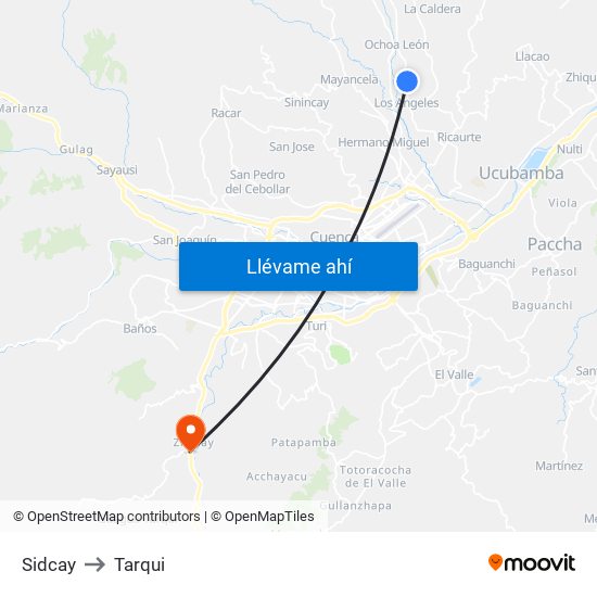 Sidcay to Tarqui map