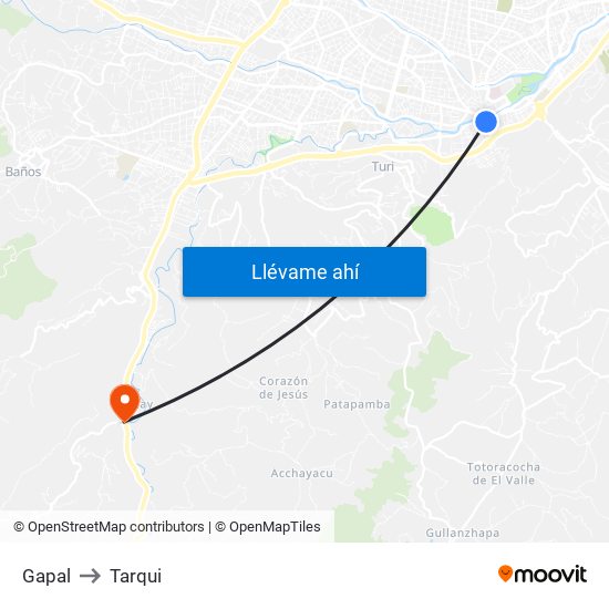Gapal to Tarqui map