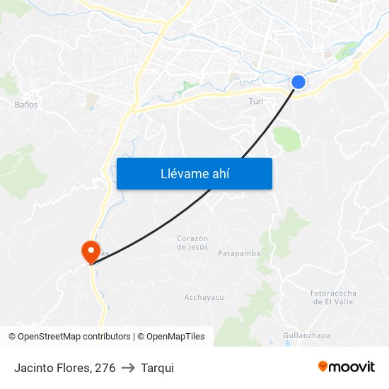 Jacinto Flores, 276 to Tarqui map