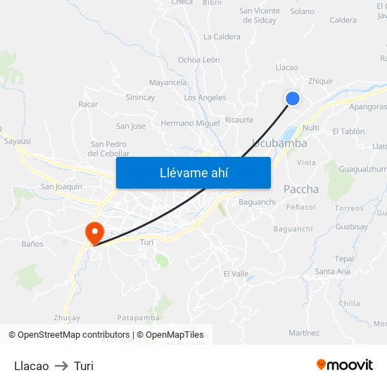 Llacao to Turi map