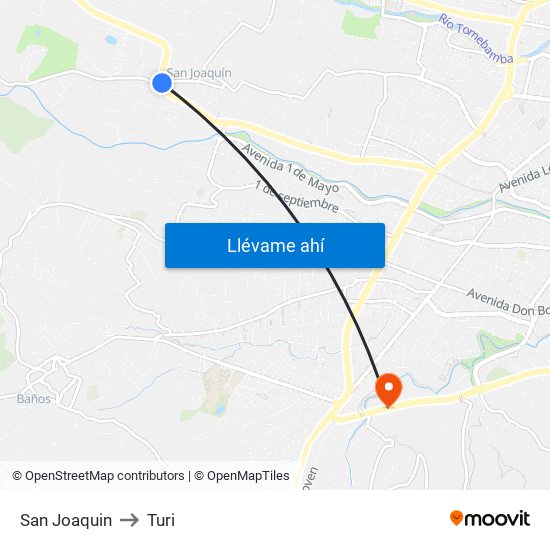 San Joaquin to Turi map