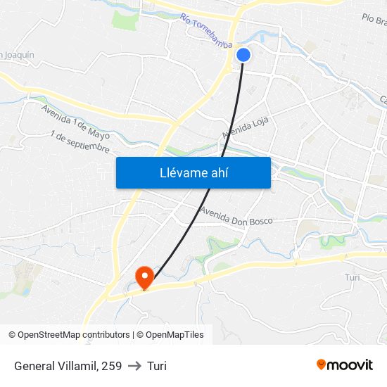 General Villamil, 259 to Turi map