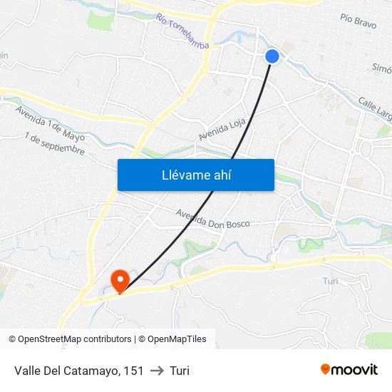 Valle Del Catamayo, 151 to Turi map