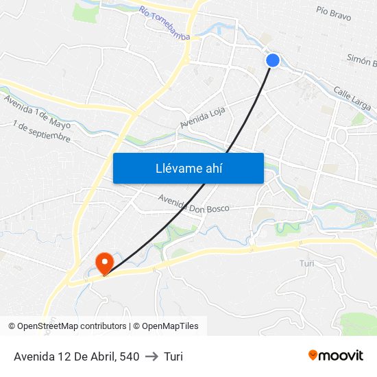Avenida 12 De Abril, 540 to Turi map