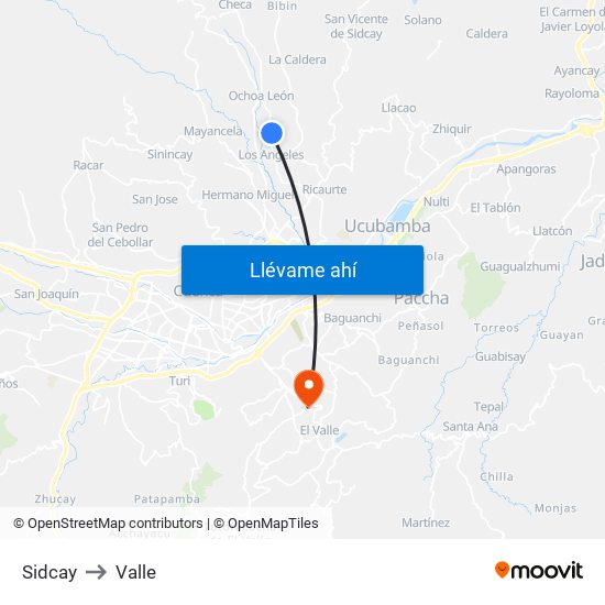 Sidcay to Valle map