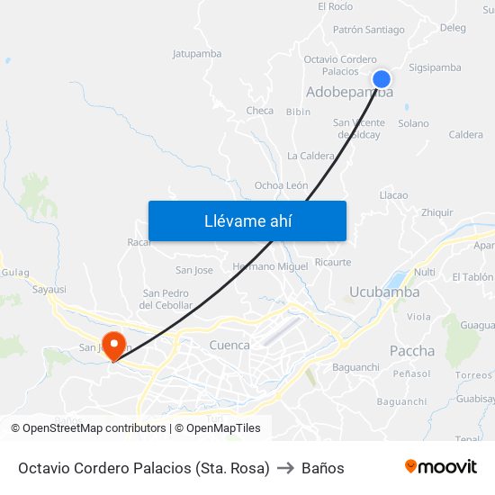 Octavio Cordero Palacios (Sta. Rosa) to Baños map