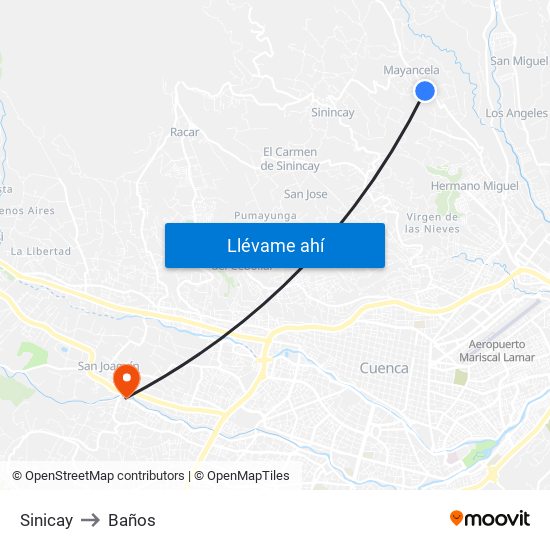 Sinicay to Baños map