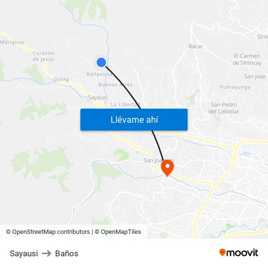 Sayausi to Baños map