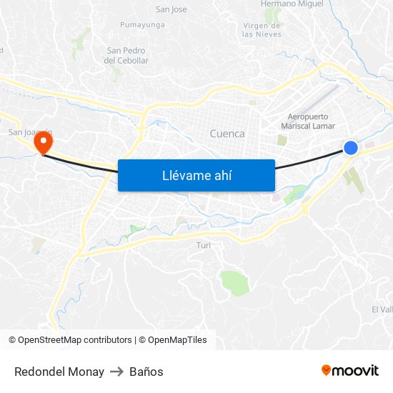 Redondel Monay to Baños map