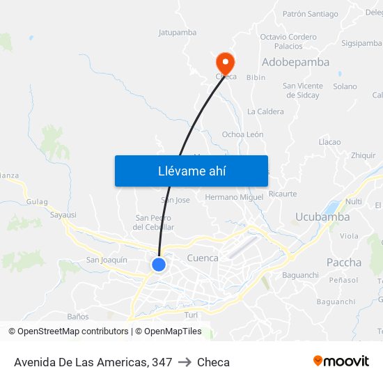 Avenida De Las Americas, 347 to Checa map