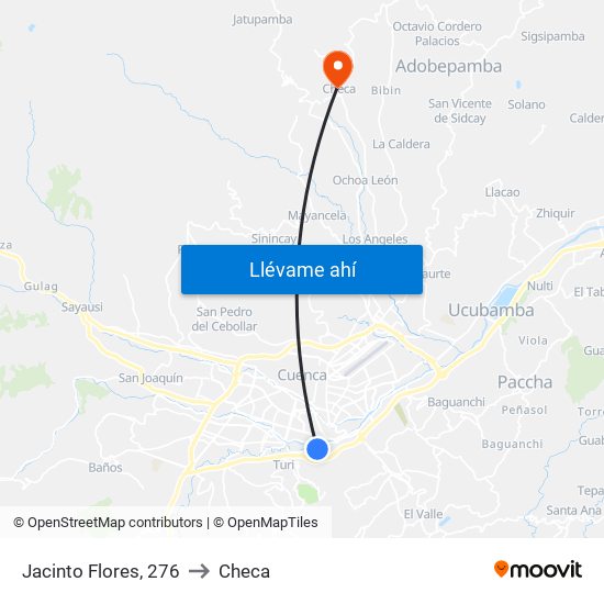 Jacinto Flores, 276 to Checa map