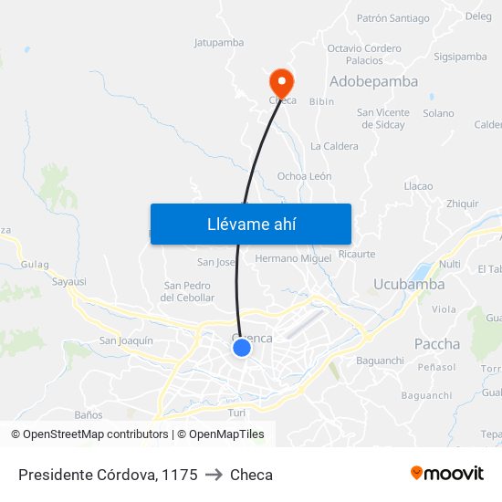 Presidente Córdova, 1175 to Checa map