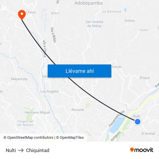 Nulti to Chiquintad map