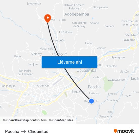 Paccha to Chiquintad map