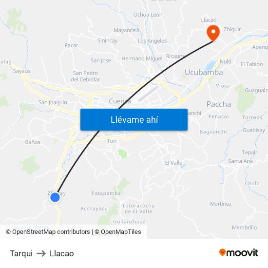 Tarqui to Llacao map