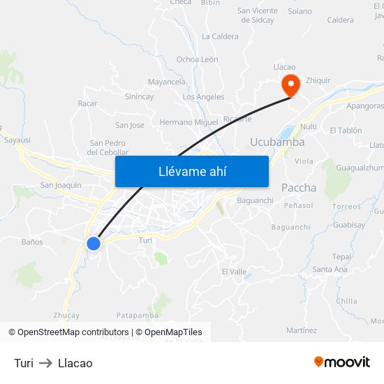 Turi to Llacao map
