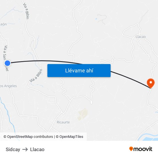 Sidcay to Llacao map