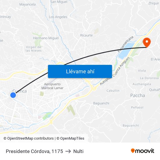 Presidente Córdova, 1175 to Nulti map