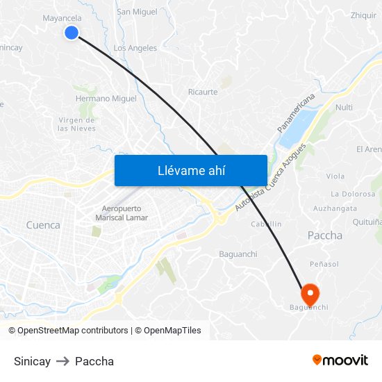 Sinicay to Paccha map