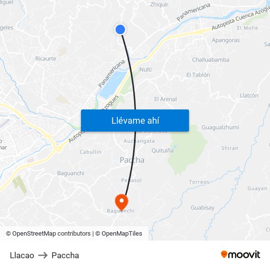 Llacao to Paccha map