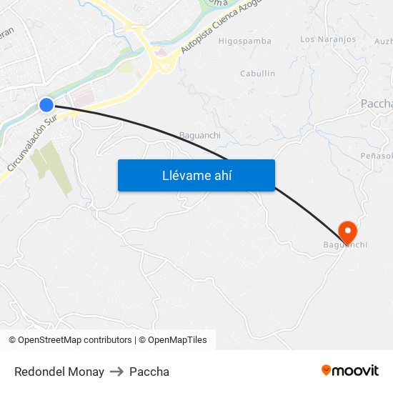 Redondel Monay to Paccha map