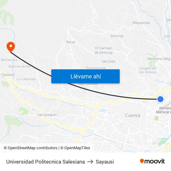 Universidad Politecnica Salesiana to Sayausi map