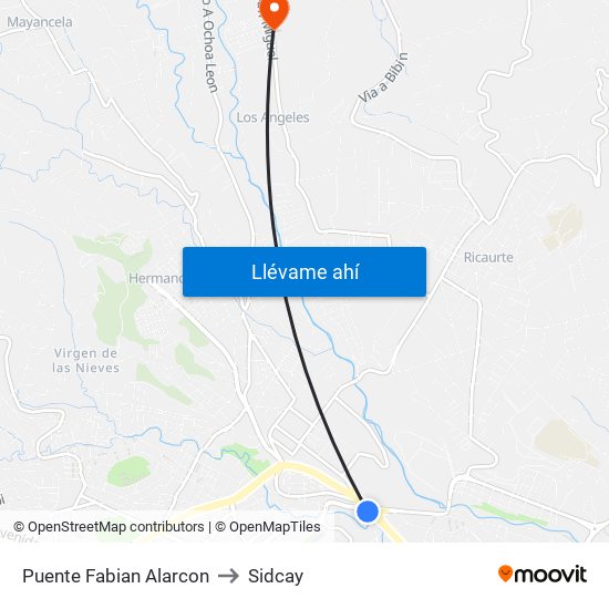 Puente Fabian Alarcon to Sidcay map