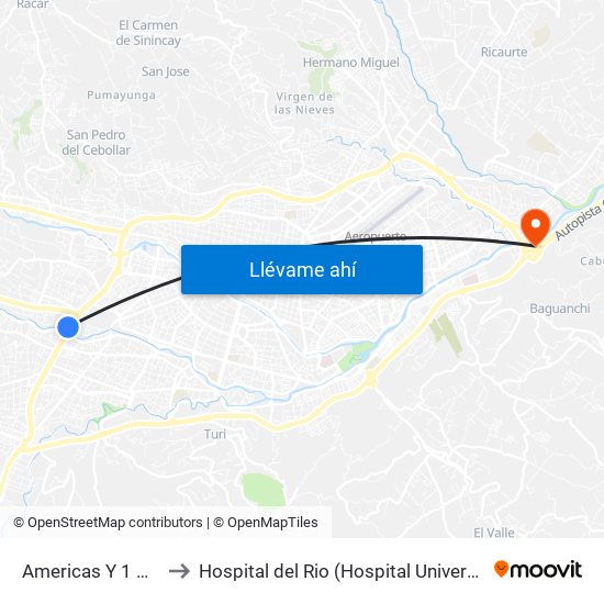 Americas Y 1 De Mayo to Hospital del Rio (Hospital Universitario del Río) map